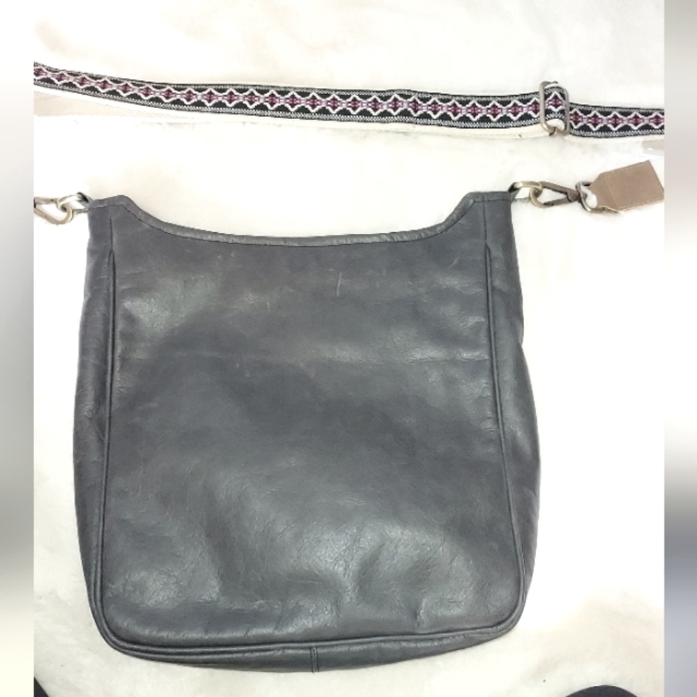 Gray/Black Vegan Leather Shoulder Bag Crossbody
